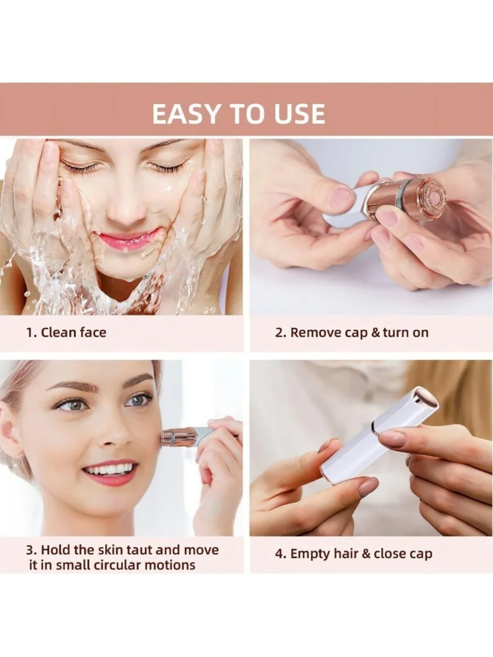 Rechargeable Facial Hair Remover for Women | LED Face Shaver with 2 Heads, USB